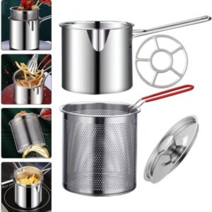 Deep Fryer Set French Fries Pot French Fries Cooker Frying Basket Deep Fryer Pot For Baking Frying Boiling Home Kitchen