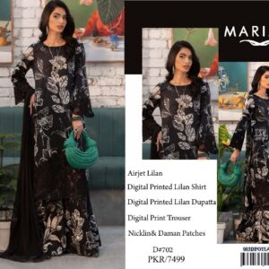 Linen embroidered patch work unstitched 3pc